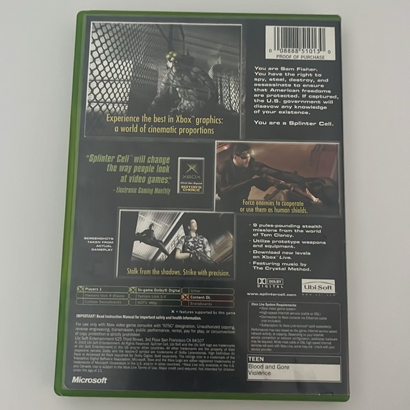 Tom Clancy's Splinter Cell Stealth Action Redifined Xbox Video Game - Picture 2 of 3